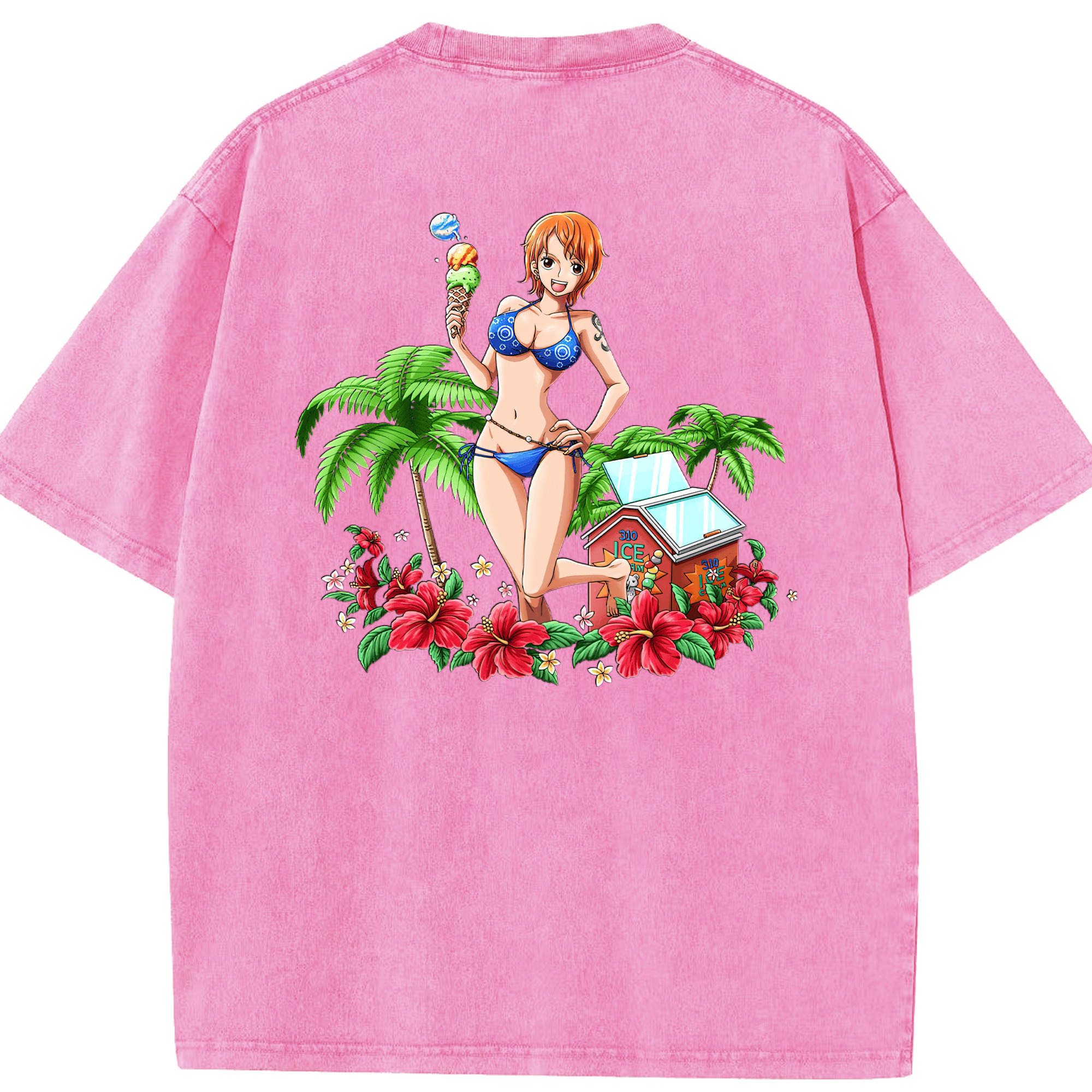 ワンピース ナミ ONE PIECE Nami 綿100% ヴィンテージ風 半袖Tシャツ（背面プリント）